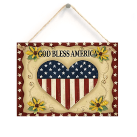 15cm*20cm(5.85in*7.8in) American Flag Independence Day Pendant Decoration Gift Holiday Hanging Wooden Hanging Tag