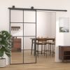 Sliding Door Black 40.4"x80.7" ESG Glass and Aluminum