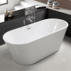 Acrylic Freestanding Bathtub-Acrylic Soaking Tubs, White Bathtub, Oval Shape Black Freestanding Bathtub With Chrome Overflow and Pop Up Drain