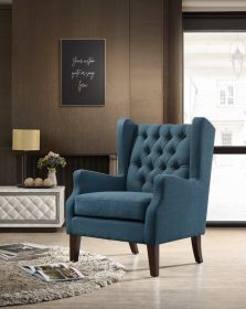 Irwin Blue Linen Button Tufted Wingback Chair