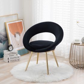 Black Velvet Modern accent/Conversation Lounge Chair With Gold Plated Legs, unique appearance, Suitable For Office, Lounge, Living Room