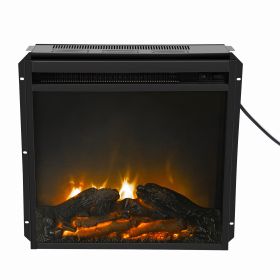 18" Freestanding & Recessed Electric Fireplace Insert Heater, Indoor Electric Stove Heater with Hearth Flame,black XH