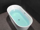 Acrylic Freestanding Bathtub-Acrylic Soaking Tubs, White Bathtub, Oval Shape Black Freestanding Bathtub With Chrome Overflow and Pop Up Drain