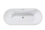 Acrylic Freestanding Bathtub-Acrylic Soaking Tubs, White Bathtub, Oval Shape Black Freestanding Bathtub With Chrome Overflow and Pop Up Drain