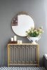 30" x 32" Round Gold Mirror, Wall Mounted Mirror with Metal Frame for Bathroom Living Room