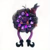 1pc Halloween Purple Wreath With Eye Beads Witch Hat & Leg Wreath Glow LED