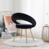 Black Velvet Modern accent/Conversation Lounge Chair With Gold Plated Legs, unique appearance, Suitable For Office, Lounge, Living Room