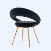 Black Velvet Modern accent/Conversation Lounge Chair With Gold Plated Legs, unique appearance, Suitable For Office, Lounge, Living Room