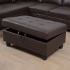 3 PC Sectional Sofa Set; (Brown) Faux Leather Right -Facing Chaise with Free Storage Ottoman