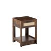 15.75" Rattan End table with drawer; Modern nightstand; side table for living roon; bedroom; Rustic Brown