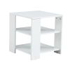 Square side table; simple style design; 3-tier end table; wood living room nightstand; bedroom; easy assembly; 1-pack; white