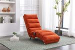 Linen Chaise Lounge Indoor Chair; Modern Long Lounger for Office or Living Room