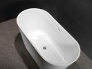 Acrylic Freestanding Bathtub-Acrylic Soaking Tubs, White Bathtub, Oval Shape Black Freestanding Bathtub With Chrome Overflow and Pop Up Drain