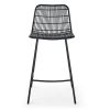 Set of 2, Natural Rattan Indoor Counter Chair , Black Finish Steel legs, Black (17.5"x20"x34")