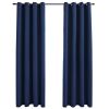 Blackout Curtains with Rings 2 pcs Navy Blue 54"x63" Fabric