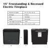 18" Freestanding & Recessed Electric Fireplace Insert Heater, Indoor Electric Stove Heater with Hearth Flame,black XH