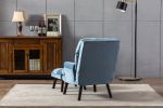 Soft Comfortable 1pc Accent Click Clack Chair with Ottoman Light Blue Fabric Upholstered Black Finish Legs Living Room Furniture