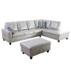 Powder Color Semi Semi PU Synthetic Leather 3-Piece Couch Living Room Sofa Set