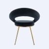 Black Velvet Modern accent/Conversation Lounge Chair With Gold Plated Legs, unique appearance, Suitable For Office, Lounge, Living Room