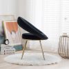 Black Velvet Modern accent/Conversation Lounge Chair With Gold Plated Legs, unique appearance, Suitable For Office, Lounge, Living Room