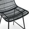 Set of 2, Natural Rattan Indoor Counter Chair , Black Finish Steel legs, Black (17.5"x20"x34")