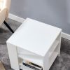 Square side table; simple style design; 3-tier end table; wood living room nightstand; bedroom; easy assembly; 1-pack; white