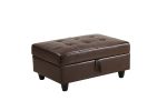 3 PC Sectional Sofa Set; (Brown) Faux Leather Right -Facing Chaise with Free Storage Ottoman