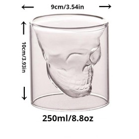 1pc Coffee Mug Double-Layered Transparent Crystal Skull Head Glass Cup For Household Whiskey Wine Vodka Bar Club Beer Wine Glass (Color: 250ml)