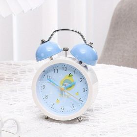 Candy-colored Night Light Alarm Clock Creative Fruit Alarm Clock Silent Student Bedside Cute Ornaments (Color: Blue (battery Not Included))