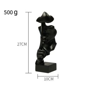 Creative Home Decoration European Resin Crafts Silence Is Gold Abstract Sculpture Decoration Living Room Office Desktop Decoration (Color: Black)