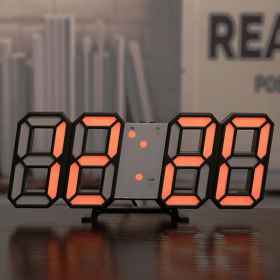 1pc 3D LED Digital Clock; Bedroom LED Clock For Home Decor (Color: orange)