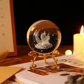 1pc Crystal Ball Art Decoration; Decoration Craft; Crystal Ball Valentine's Day Gifts Birthday Gifts (Color: Unicorn)