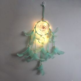 1pc Creative Dream Catcher With LED Lights; Night Light Dream Catcher; Wall Hanging Ornament (Color: green)