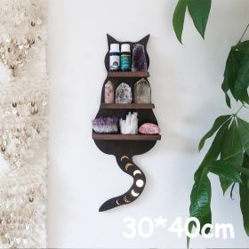 Wooden Wall Shelf Home Decoration Organizer Moon Butterfly Cat Bedroom Room Decor Storage Rack Wall-mount Display Stand Shelves (Color: Kitty)