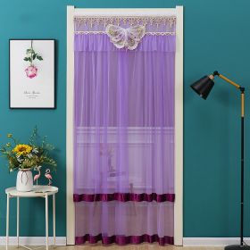 Double Yarn Lace Gauze Door Curtain Over The Door Anti-mosquito Living Room Bedroom Bathroom Universal Partition Home Decoration (Color: purple)