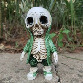 1pc, Trendy Street Skull Puppet Ornament Halloween Sweatshirt Skull Decoration,Day Of The Dead Decor (Model: Green Hoodie Skull)