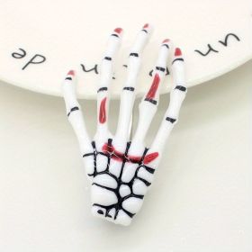 Halloween Skeleton Claw Hair Clip Gothic Punk Rock Barrettes Skull Hand Hair Accessories For Halloween Party Cosplay Wear (Color: White&red)