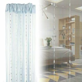 String Door Curtain Beads Room Dividers Beaded Fringe Window Panel Tassel Decor (Color: Silver)