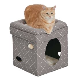 Pets Feline Nuvo Curious Cat Cube Cat Condo (Color: Geometric Mushroom)