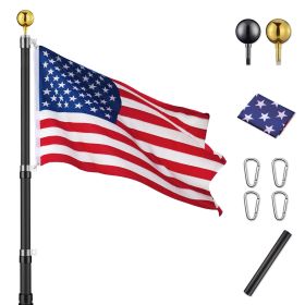 20 ft Al Flag Pole w/ US Flag and Ball (Color: as Pic)