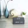 Digital Alarm Clock Qi-Wireless Charger Time Temperature Calendar Display Clock w/ Voice Control Brightness Adjustment