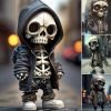 1pc, Trendy Street Skull Puppet Ornament Halloween Sweatshirt Skull Decoration,Day Of The Dead Decor