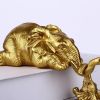 Golden Resin Elephant Sculpture Collectible Figurines Animal Ornaments Cute Bling Elephant Book Decor Presents Antique Gifts