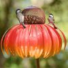 Pink Coneflower Bird Feeder Outdoor Decoration Garden Flower Picaflor Wild Bird Feeder Feeding Outside Rust Resistant Art Metal