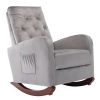 Baby Room High Back Rocking Chair Nursery Chair , Comfortable Rocker Fabric Padded Seat ,Modern High Back Armchair